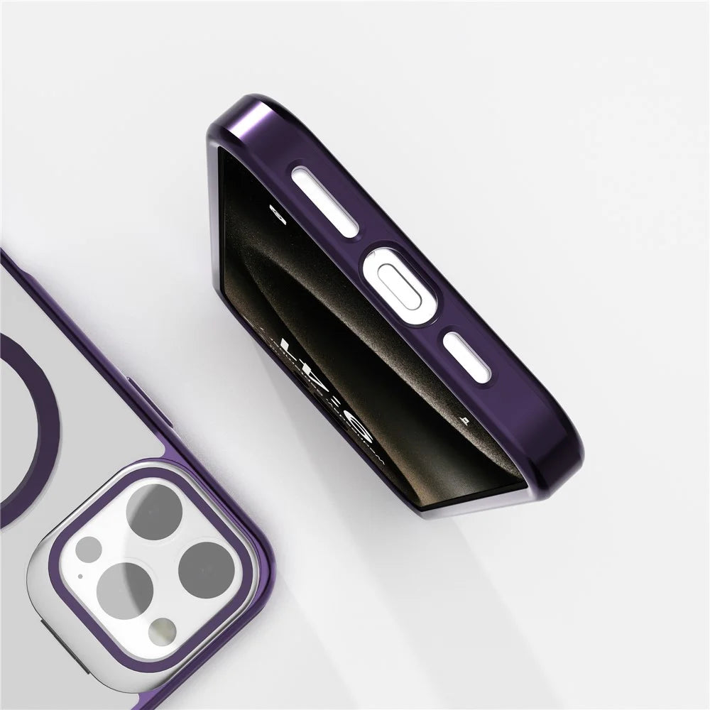 J3 For iPhone 16 Pro Case Compatible with MagSafe Lens Kickstand PC+TPU Matte Phone Cover - Dark Purple - 3