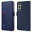 For Samsung Galaxy A16 5G / A16 4G Case Stand PU Leather Phone Cover Card Holder Mirror - Blue - 1