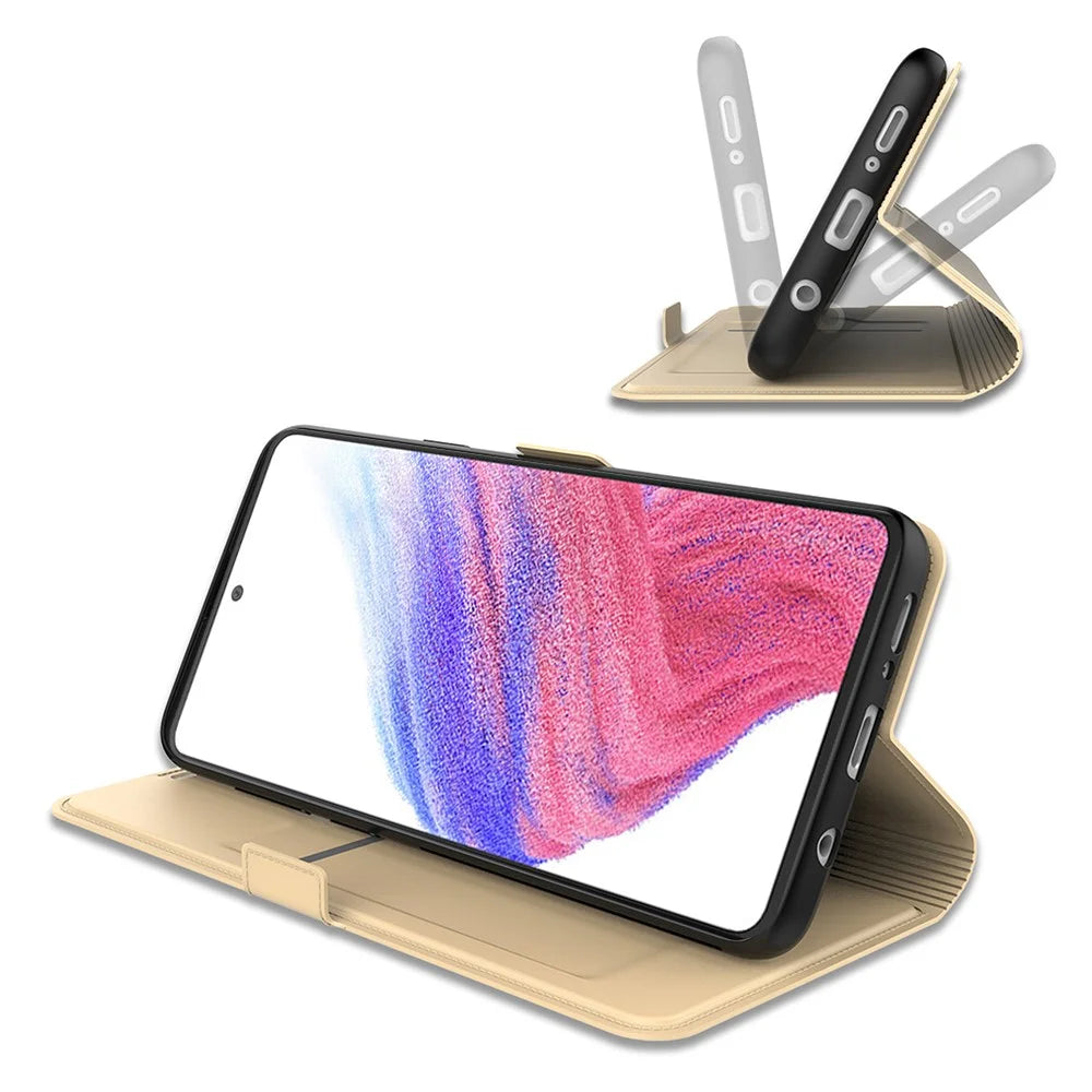 For Samsung Galaxy A16 5G / A16 4G Case Shockproof TPU Inner Shell Leather Phone Cover - Gold - 3