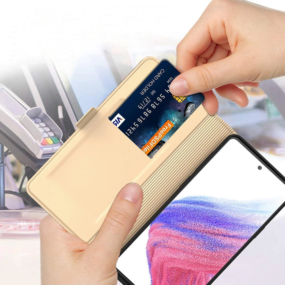 For Samsung Galaxy A16 5G / A16 4G Case Shockproof TPU Inner Shell Leather Phone Cover - Gold - 5