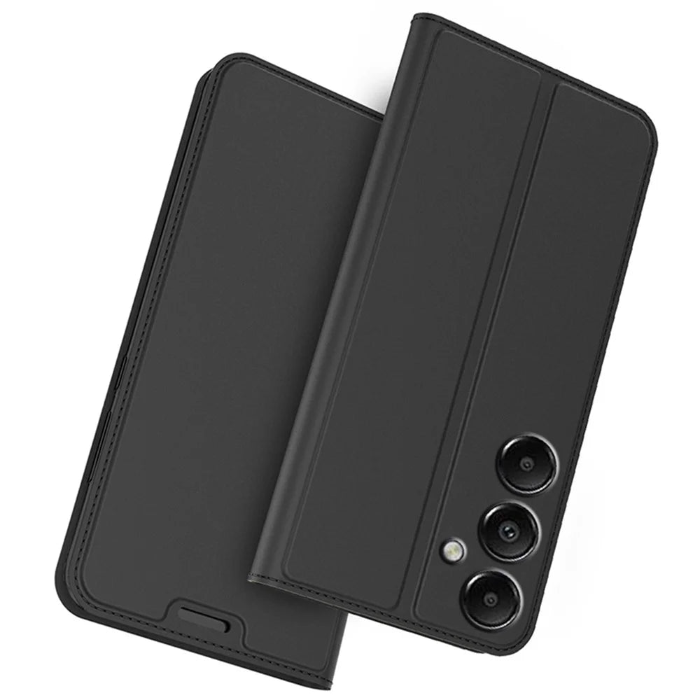 For Samsung Galaxy A16 5G / A16 4G Case PU Leather Phone Cover with Card Holder Stand Magnetic Closure - Black - 1