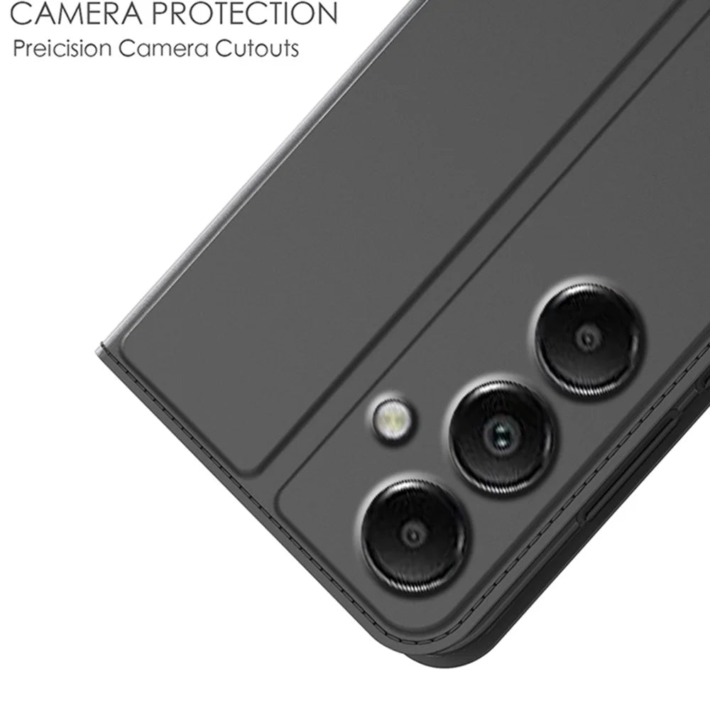 For Samsung Galaxy A16 5G / A16 4G Case PU Leather Phone Cover with Card Holder Stand Magnetic Closure - Black - 5