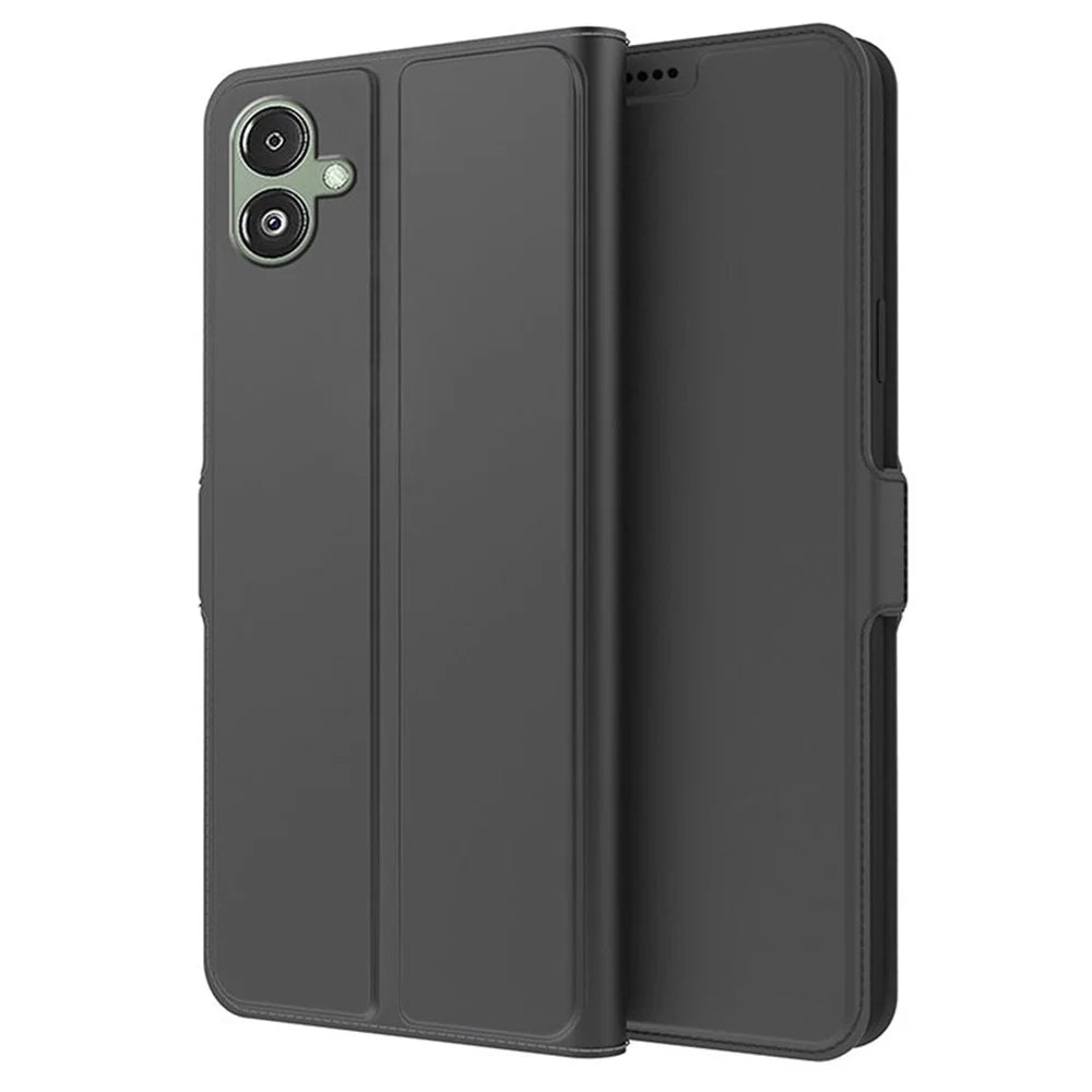 For Samsung Galaxy A06 4G Case Shockproof TPU Inner Shell Leather Phone Cover - Black - 1