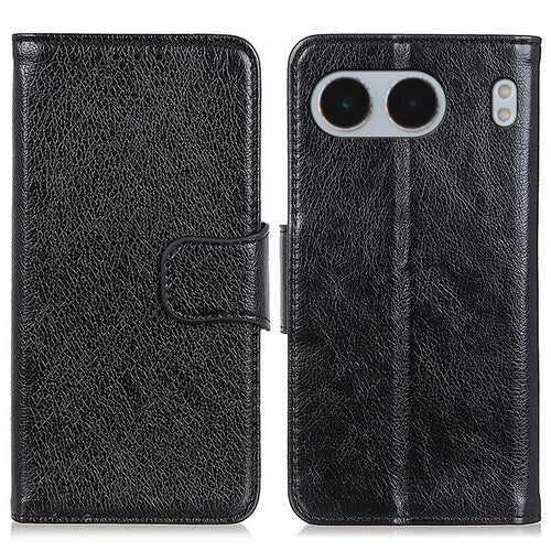 For OnePlus Nord 4 Case Nappa Texture Split Leather Wallet Phone Cover - Black - 1
