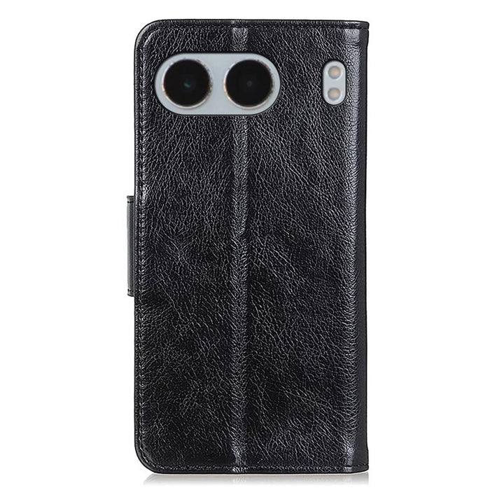 For OnePlus Nord 4 Case Nappa Texture Split Leather Wallet Phone Cover - Black - 7