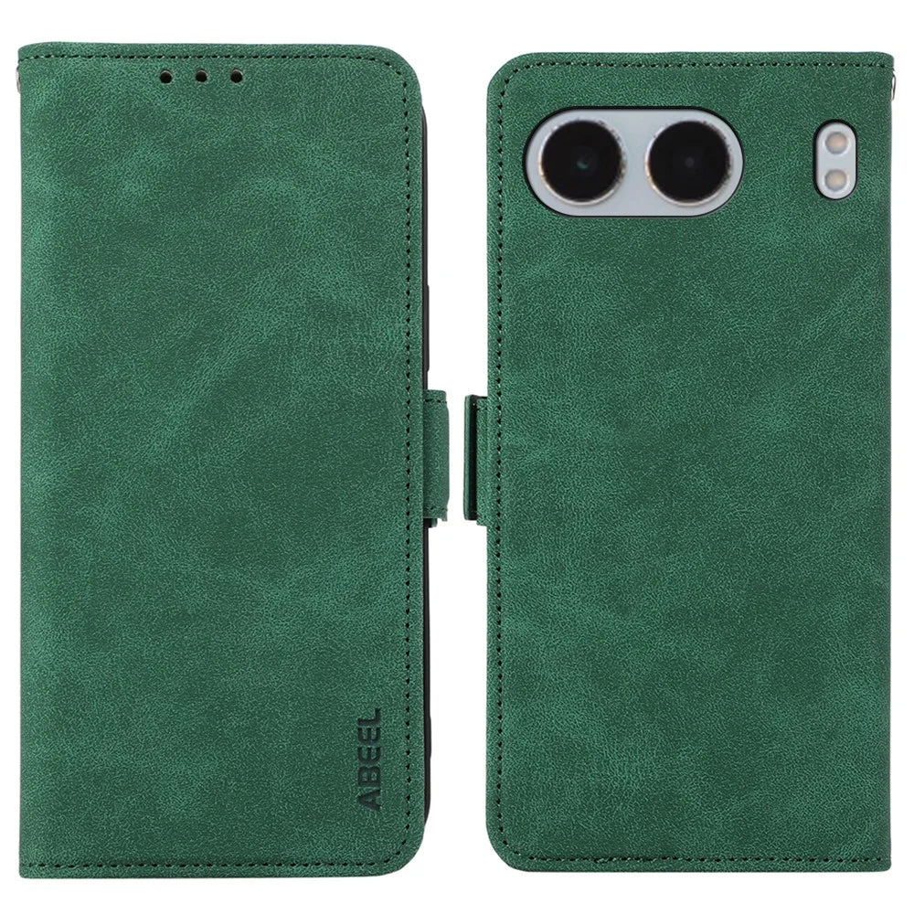ABEEL For OnePlus Nord 4 Case PU Leather Folio Stand View RFID Blocking Phone Cover - Green - 1