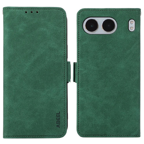 ABEEL For OnePlus Nord 4 Case PU Leather Folio Stand View RFID Blocking Phone Cover - Green - 1