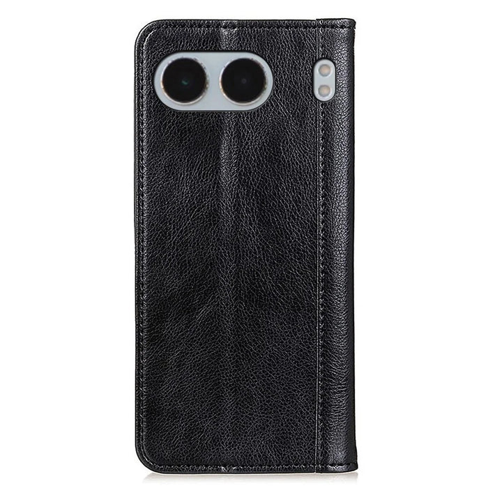 For OnePlus Nord 4 Stand Case Split Leather Litchi Texture Wallet Phone Cover - Black - 7