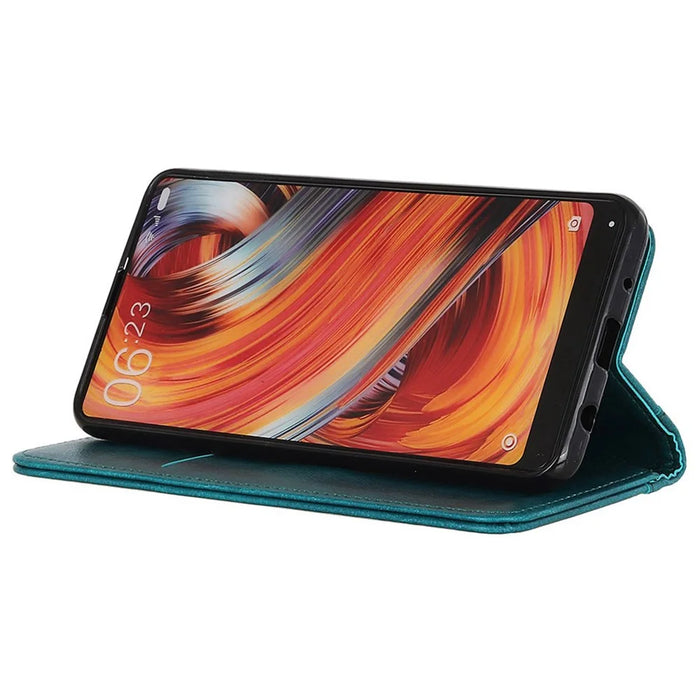 For Samsung Galaxy A06 4G Stand Case Split Leather Litchi Texture Wallet Phone Cover - Green - 3