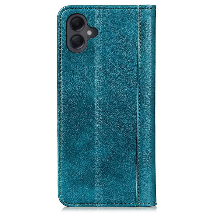 For Samsung Galaxy A06 4G Stand Case Split Leather Litchi Texture Wallet Phone Cover - Green - 7