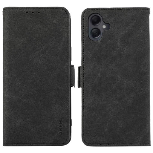 ABEEL For Samsung Galaxy A06 4G Case PU Leather Folio Stand View RFID Blocking Phone Cover - Black - 1