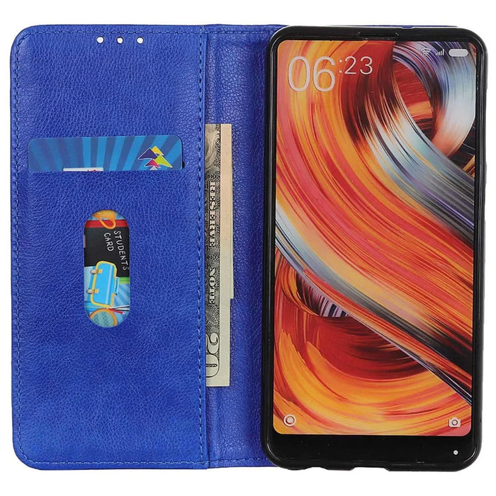 For Samsung Galaxy A16 5G / A16 4G Stand Case Split Leather Litchi Texture Wallet Phone Cover - Blue - 2