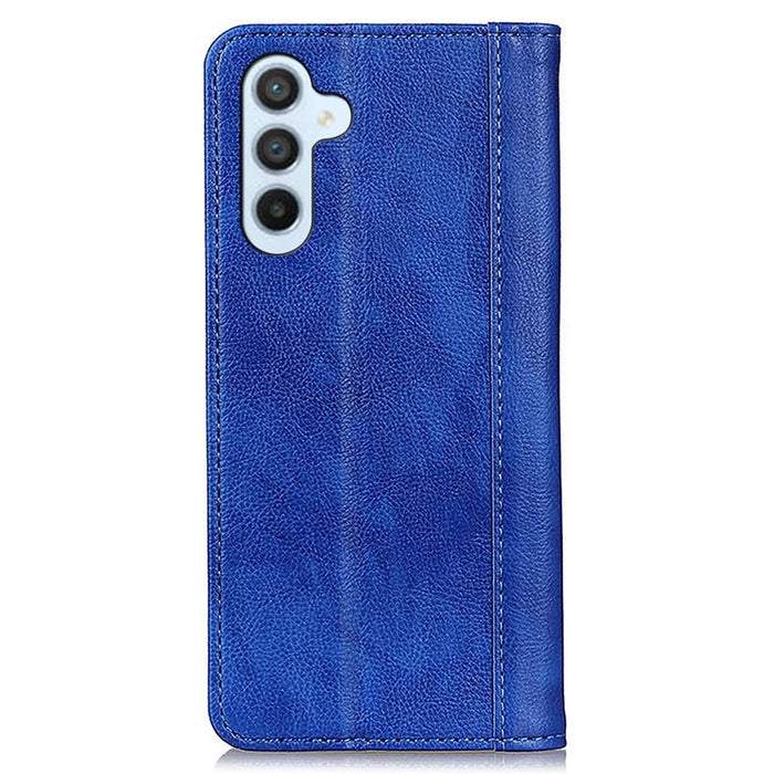 For Samsung Galaxy A16 5G / A16 4G Stand Case Split Leather Litchi Texture Wallet Phone Cover - Blue - 7