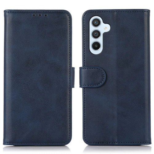 For Samsung Galaxy A16 5G / A16 4G Case Cowhide Texture Leather Wallet Phone Cover with Stand - Blue - 1