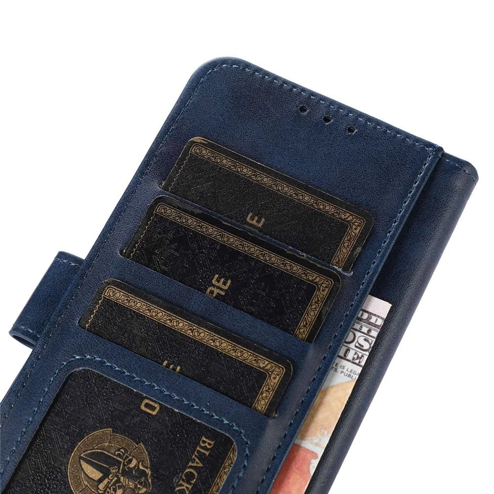 For Samsung Galaxy A16 5G / A16 4G Case Cowhide Texture Leather Wallet Phone Cover with Stand - Blue - 4