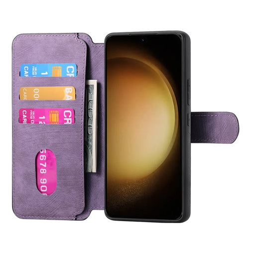 For Samsung Galaxy S23 Magnetic Case CASENEO Detachable Leather Phone Wallet Cover - Purple - 2