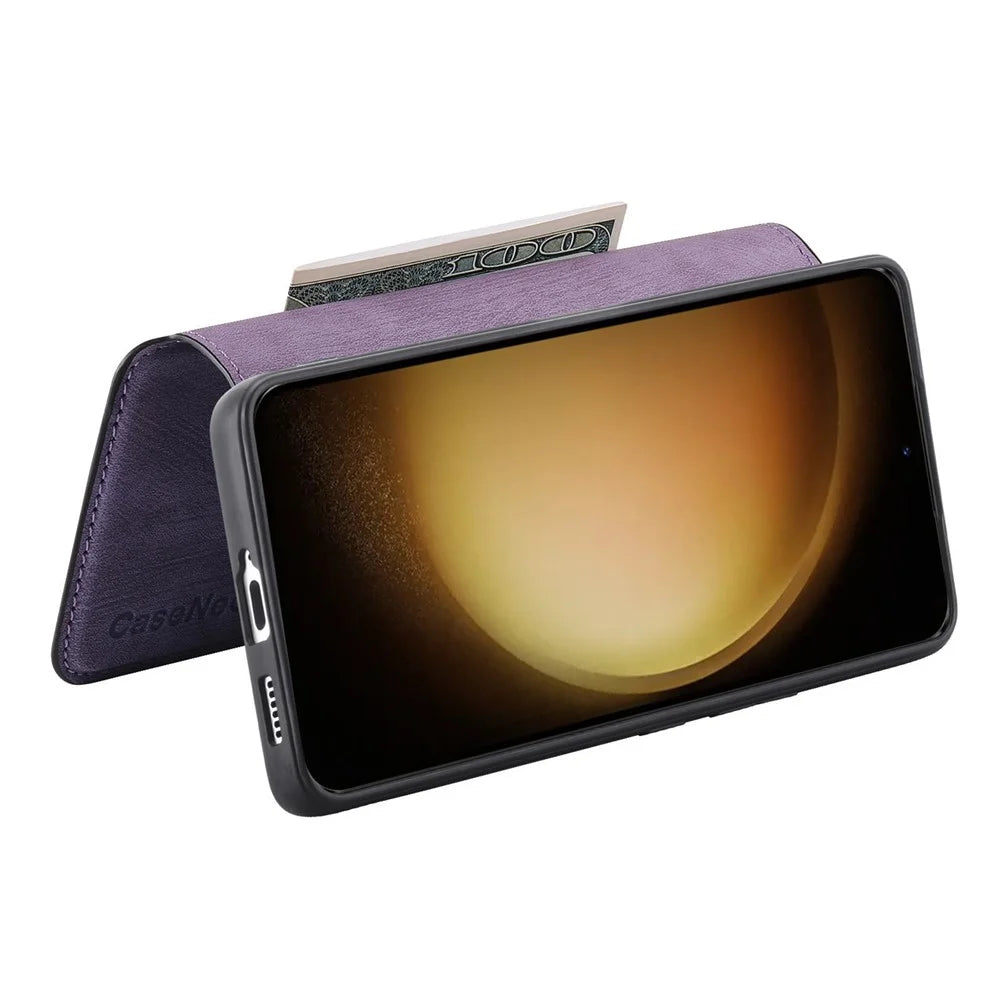 For Samsung Galaxy S23 Magnetic Case CASENEO Detachable Leather Phone Wallet Cover - Purple - 3