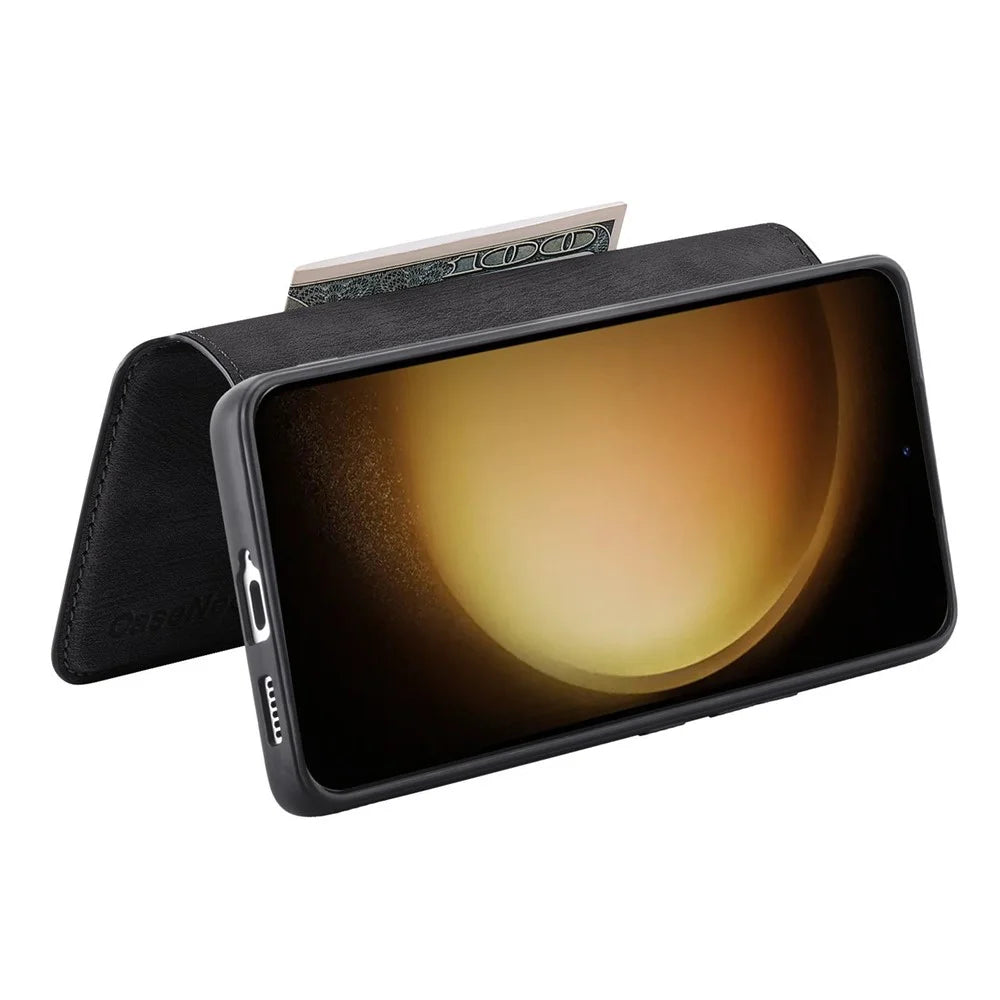 For Samsung Galaxy S23+ Magnetic Case CASENEO Detachable Leather Phone Wallet Cover - Black - 3