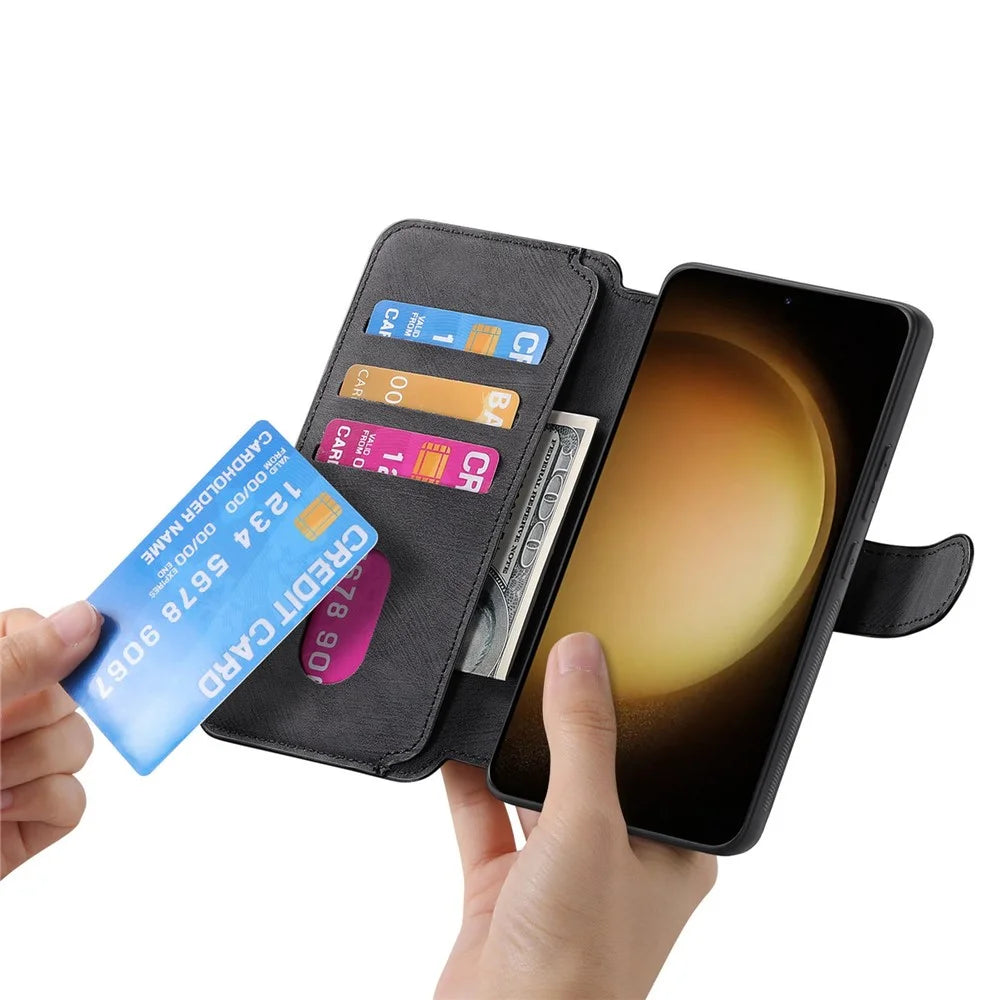 For Samsung Galaxy S23+ Magnetic Case CASENEO Detachable Leather Phone Wallet Cover - Black - 4
