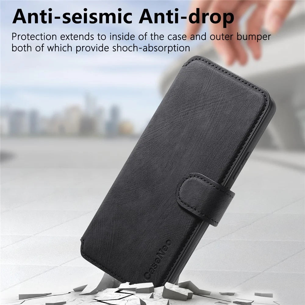 For Samsung Galaxy S23+ Magnetic Case CASENEO Detachable Leather Phone Wallet Cover - Black - 7