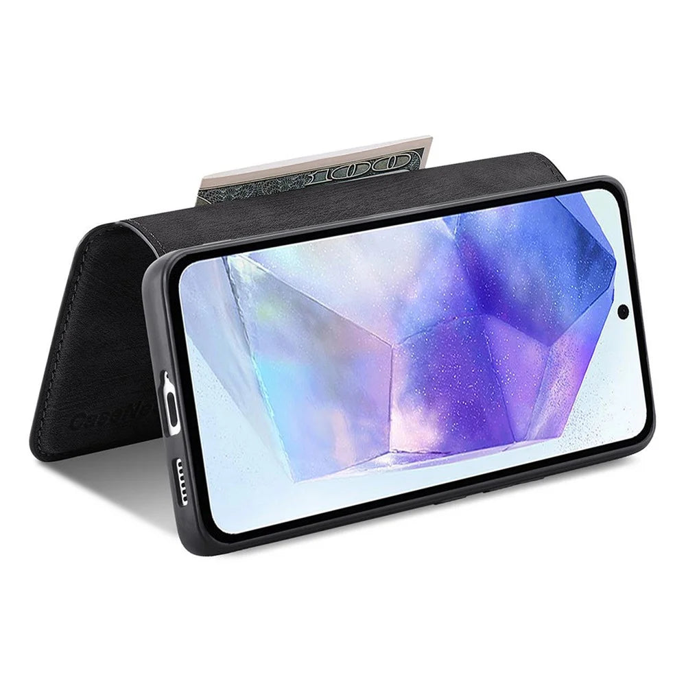 For Samsung Galaxy A35 5G Magnetic Case CASENEO Detachable Leather Phone Wallet Cover - Black - 3