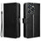 For Oukitel C50 Case Crazy Horse Texture PU Leather Phone Wallet Cover - Black - 1
