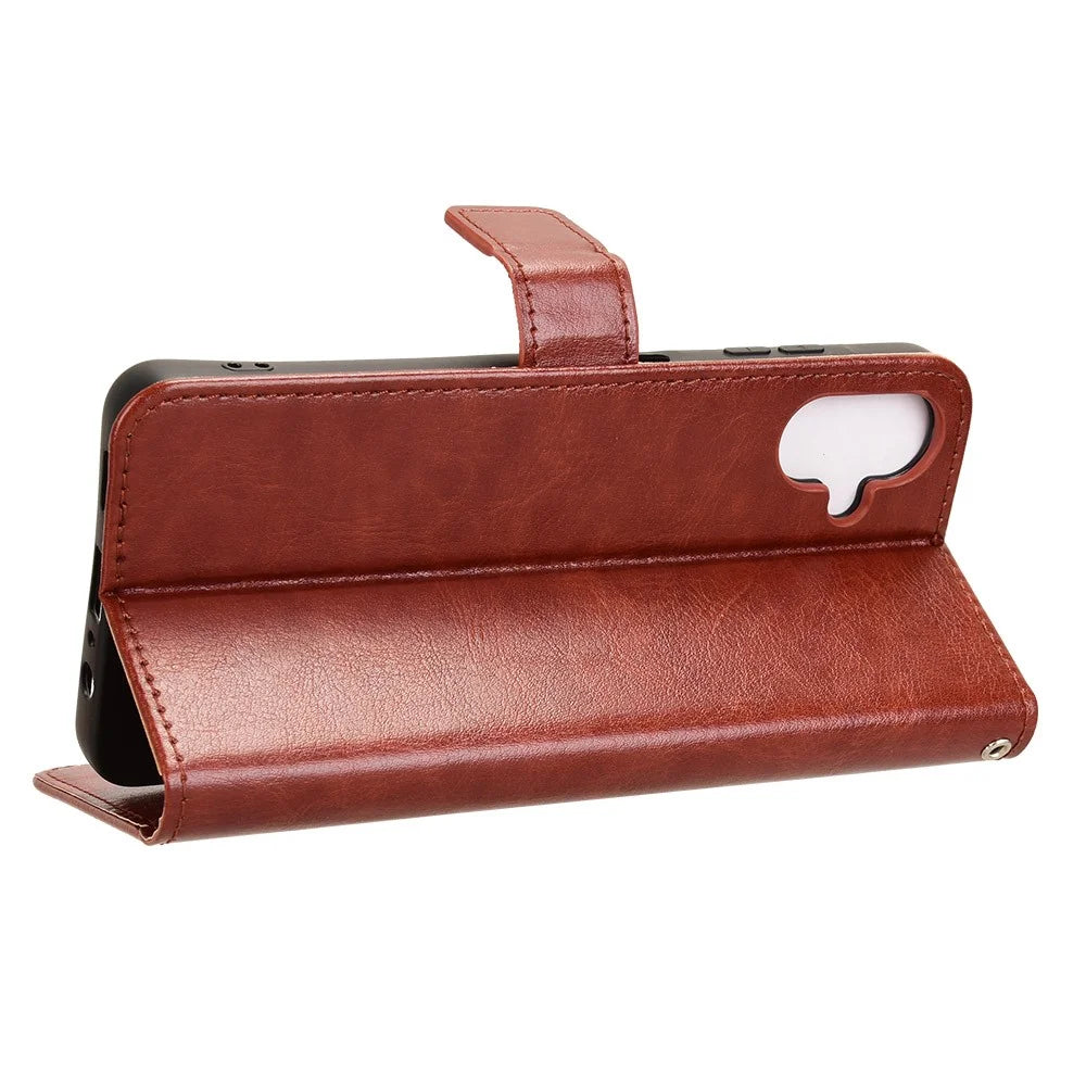 For Samsung Galaxy A06 4G / A06 5G Case Crazy Horse Texture PU Leather Phone Wallet Cover - Brown - 3