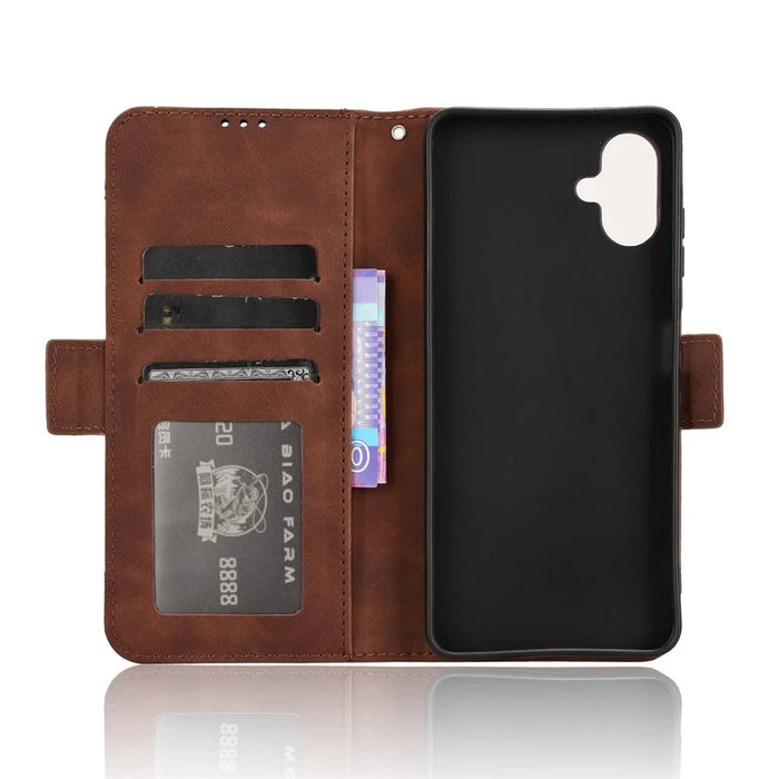 For Samsung Galaxy A06 4G / A06 5G Leather Case Phone Wallet Cover with Multiple Card Slots - Brown - 5