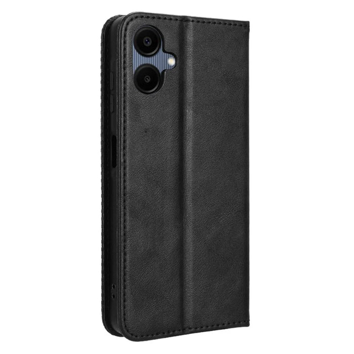 For Samsung Galaxy A06 4G / A06 5G Leather Case Wallet Stand Retro Texture Phone Cover - Black - 7