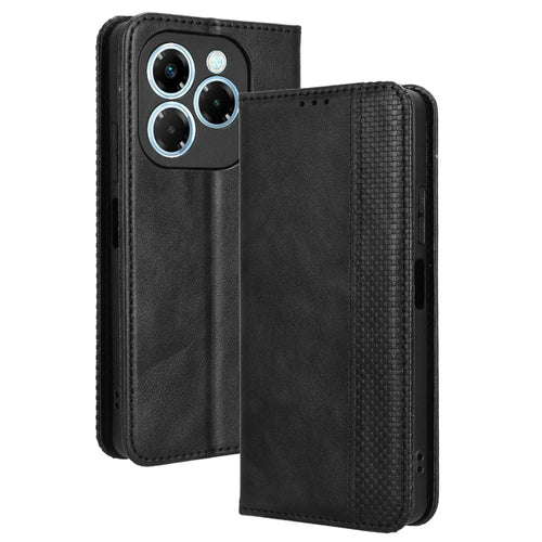 For Infinix Note 40X 5G X6838 Leather Case Wallet Stand Retro Texture Phone Cover - Black - 1