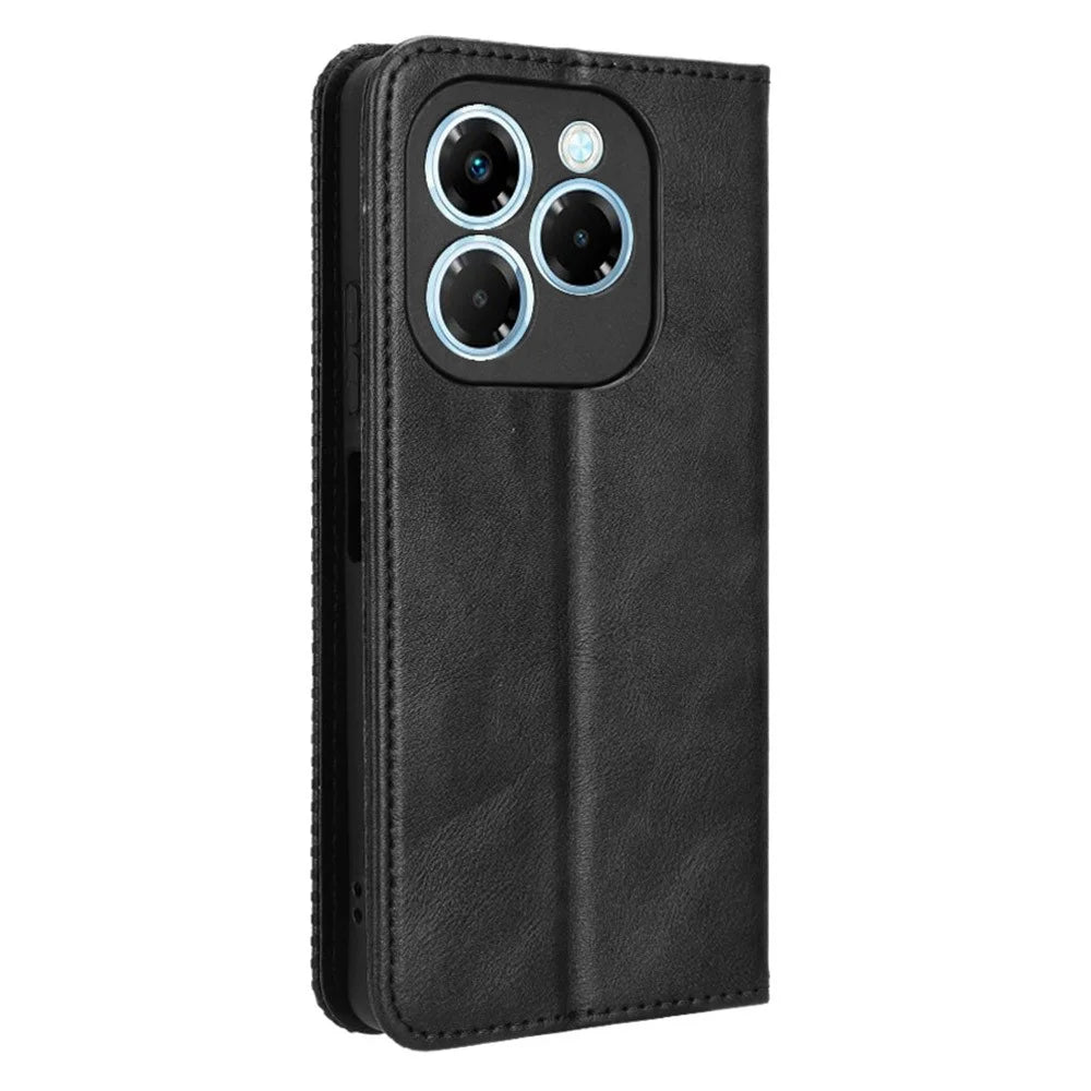 For Infinix Note 40X 5G X6838 Leather Case Wallet Stand Retro Texture Phone Cover - Black - 7