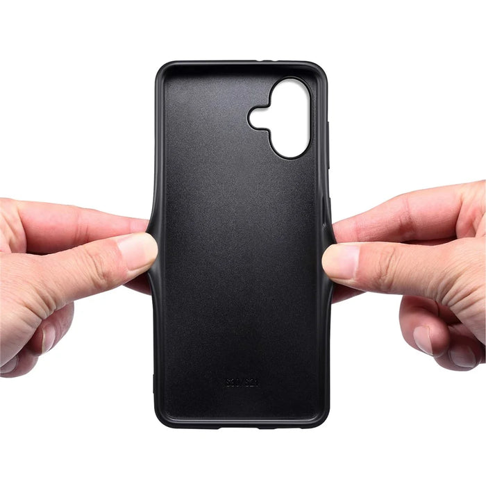 For iPhone 16 Plus Case Leather Coated PC+TPU Anti-Scratch Phone Cover - Orange - 3