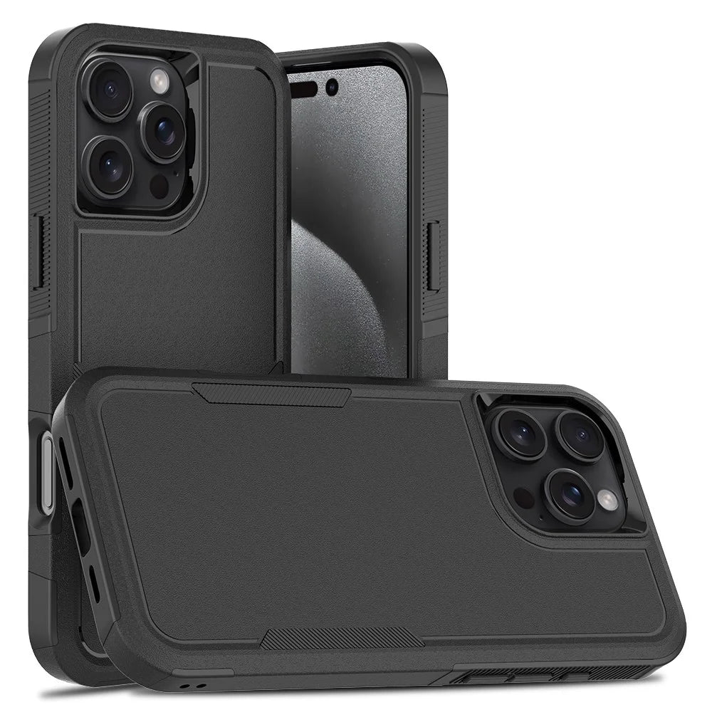 For iPhone 16 Pro Max Case 2-in-1 PC+TPU Shockproof Phone Cover - Black - 1