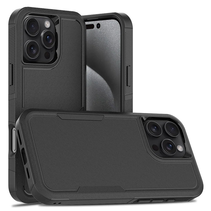 For iPhone 16 Pro Max Case 2-in-1 PC+TPU Shockproof Phone Cover - Black - 1
