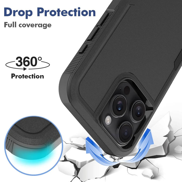 For iPhone 16 Pro Max Case 2-in-1 PC+TPU Shockproof Phone Cover - Black - 3