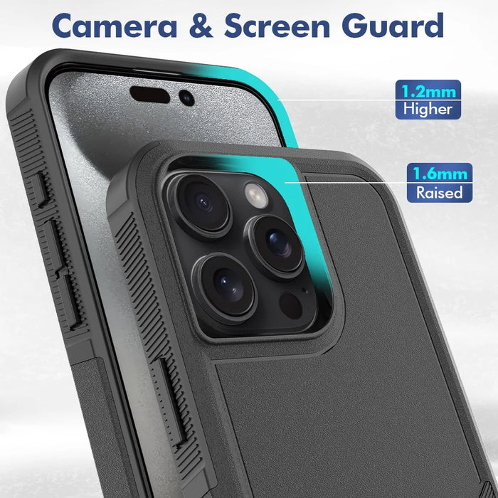 For iPhone 16 Pro Max Case 2-in-1 PC+TPU Shockproof Phone Cover - Black - 4