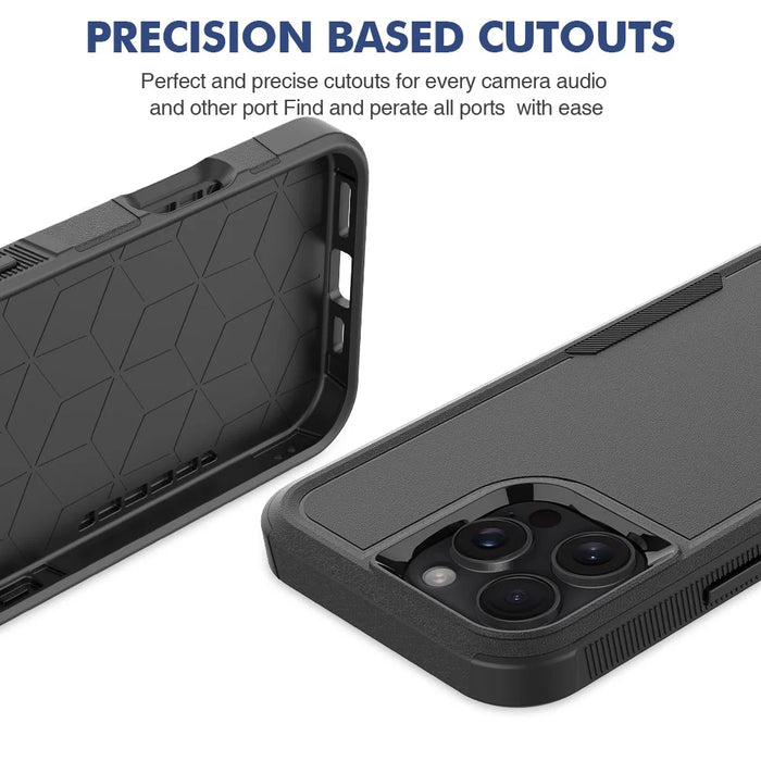 For iPhone 16 Pro Max Case 2-in-1 PC+TPU Shockproof Phone Cover - Black - 5