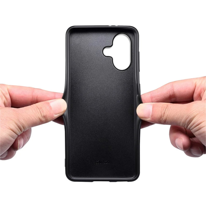 For iPhone 16 Case Crocodile Texture Leather Coated PC+TPU Phone Cover - Black - 3