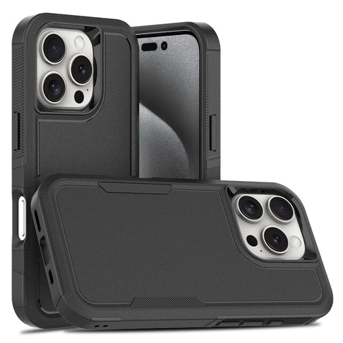 For iPhone 16 Pro Case 2-in-1 PC+TPU Shockproof Phone Cover - Black - 1