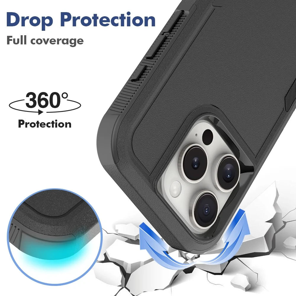 For iPhone 16 Pro Case 2-in-1 PC+TPU Shockproof Phone Cover - Black - 3