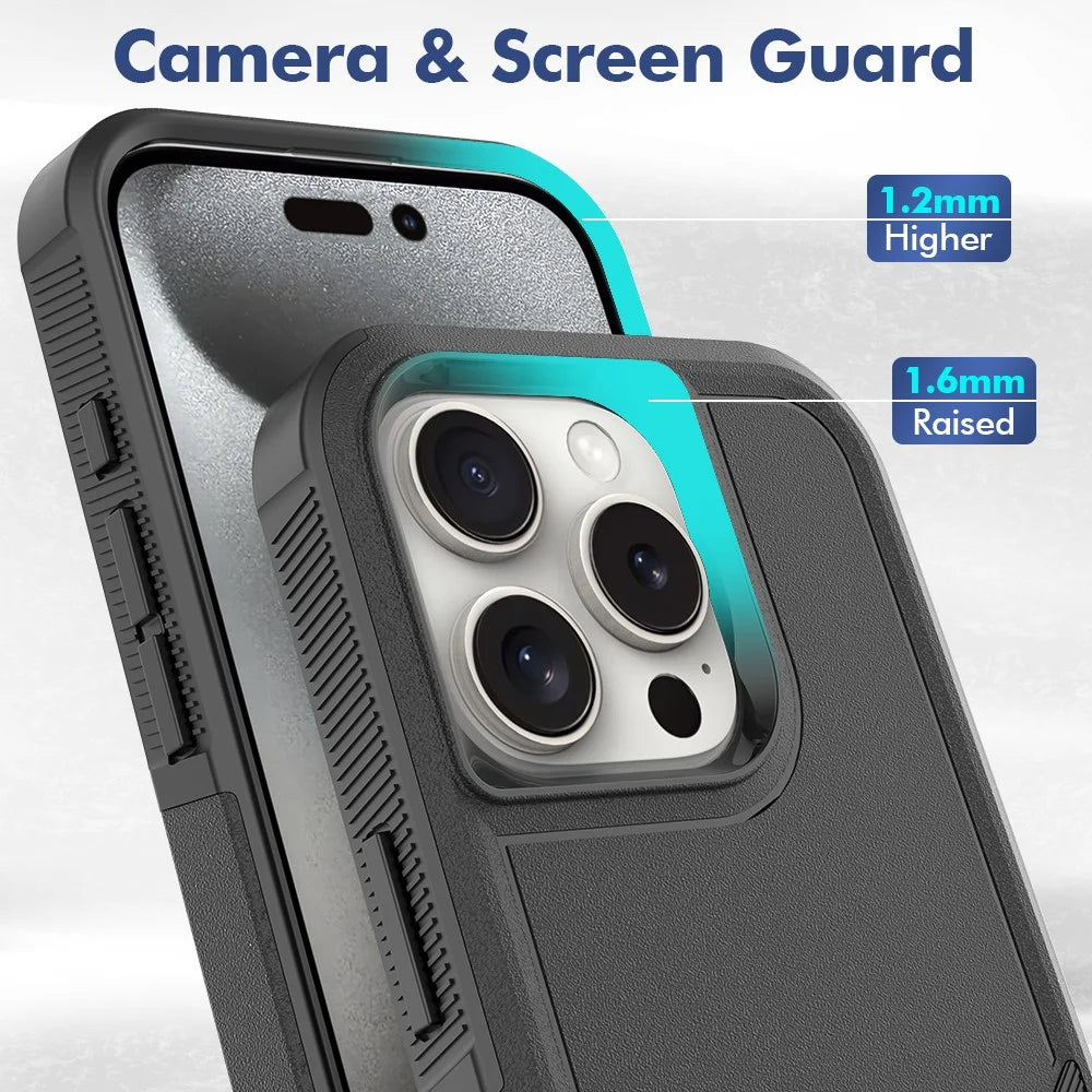 For iPhone 16 Pro Case 2-in-1 PC+TPU Shockproof Phone Cover - Black - 4