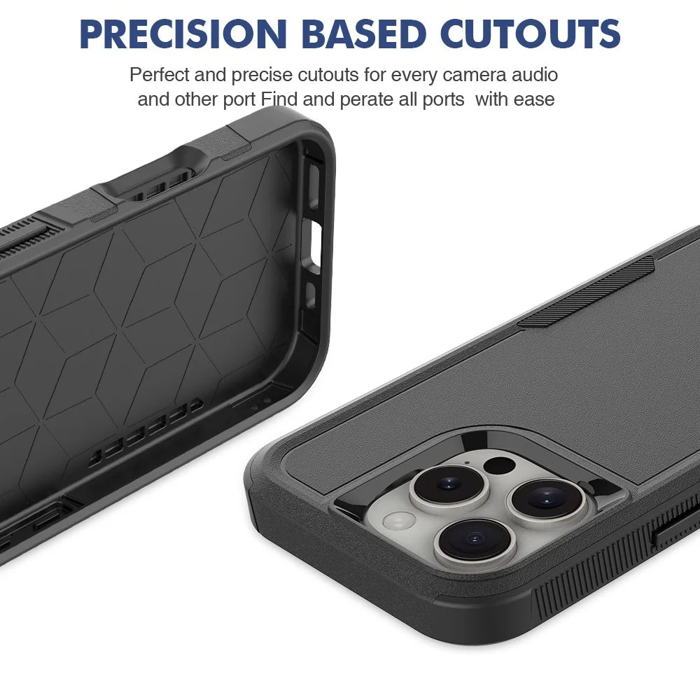 For iPhone 16 Pro Case 2-in-1 PC+TPU Shockproof Phone Cover - Black - 5