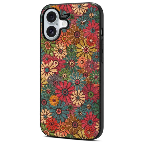 For iPhone 16 Case Flower Print PU Leather+PC+TPU Phone Cover - Spring / Green - 1