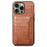 For iPhone 16 Pro Max Case Card Holder Kickstand Crocodile Texture Leather Back Phone Cover - Brown - 1