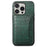 For iPhone 16 Pro Case Card Holder Kickstand Crocodile Texture Leather Back Phone Cover - Green - 1
