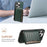 For iPhone 16 Pro Case Card Holder Kickstand Crocodile Texture Leather Back Phone Cover - Green - 5