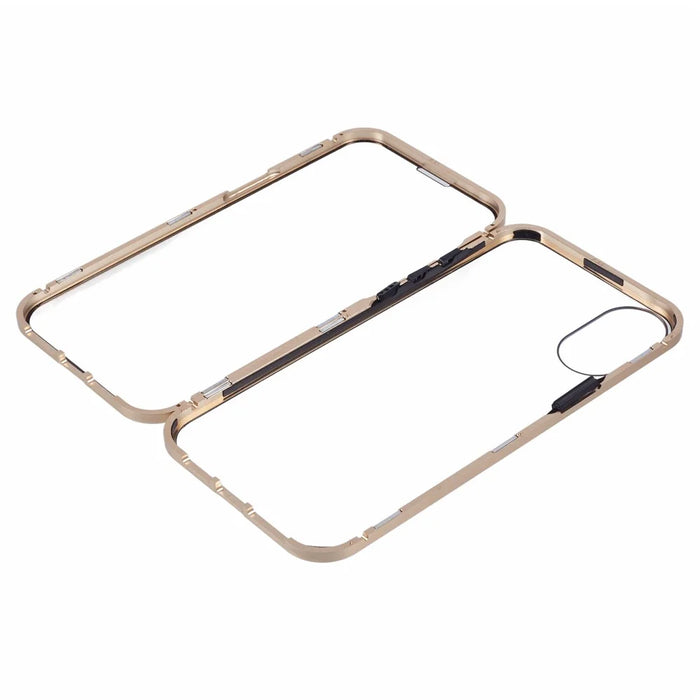 For iPhone 16 Full Body Case Magnetic Tempered Glass Double-Sided Phone Case - Gold - 5