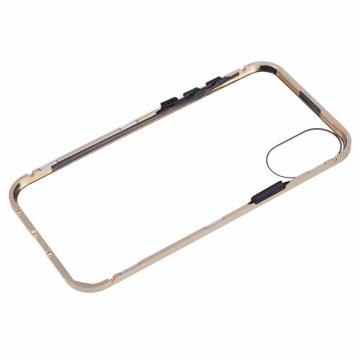 For iPhone 16 Full Body Case Magnetic Tempered Glass Double-Sided Phone Case - Gold - 6