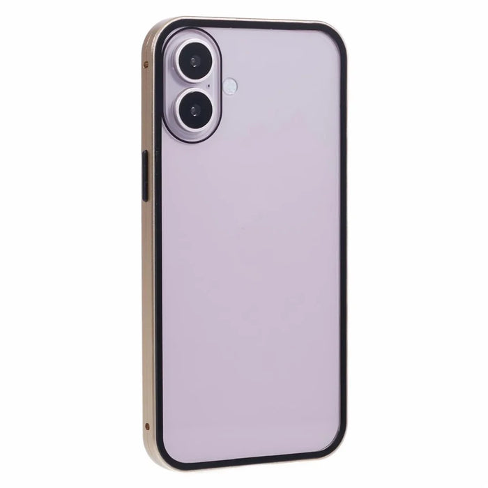 For iPhone 16 Plus Full Body Case Magnetic Tempered Glass Double-Sided Phone Case - Gold - 4