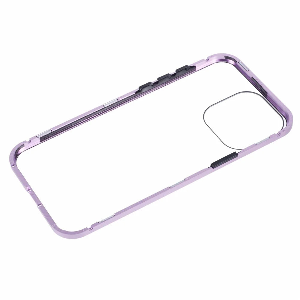 For iPhone 16 Pro Max Full Body Case Magnetic Tempered Glass Double-Sided Phone Case - Purple - 6